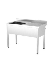 Fregadero desmontado con bastidor cuba a la izquierda 1300x600 mm