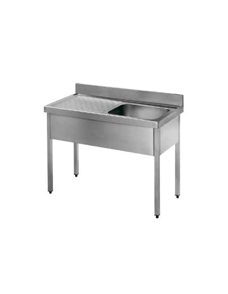 Fregadero desmontado con bastidor cuba a la derecha 1400x600 mm