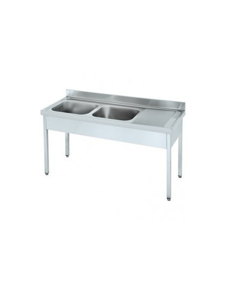 Fregadero desmontado con bastidor cubetas a la derecha 1400x600 mm