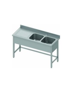 Fregadero desmontado con bastidor cubetas a la derecha 1600x600 mm