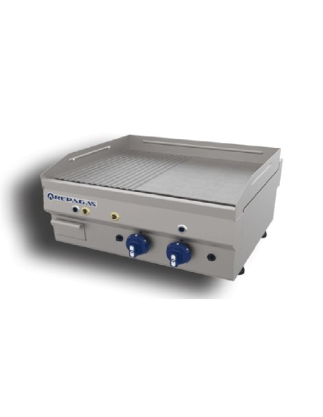 Plancha a Gas de Hierro  Mixta de Sobremesa de 600x550x290 mm con Espesor 15 mm REPAGAS