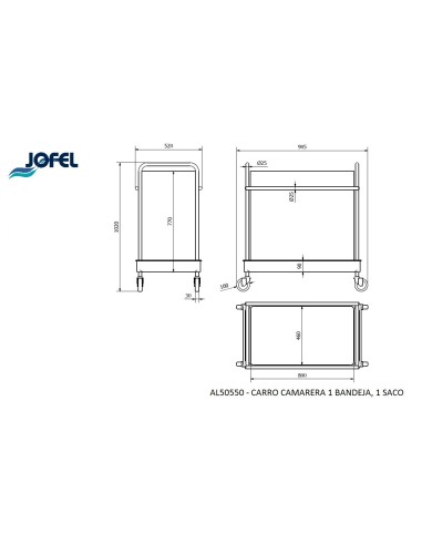 Carro camarera 1 Bandeja, 1 Saco AL50550
