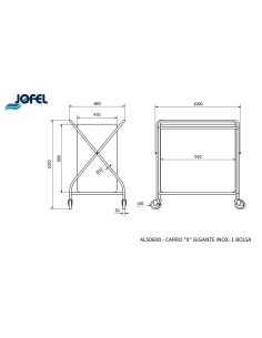 Carro Camarera Metálico X Gigante Inox y 1 Bolsa de 342 Lts AL50600 2