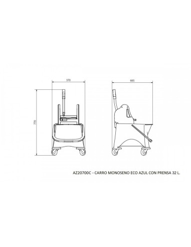 CARRO MONO SENO 35 L. ECO AZUL CON PRENSA AZ20700C