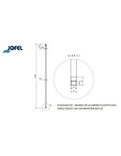 MANGO DE ALUMINIO DOBLE ROSCA 140 CMS. SEMIFORRADO AZUL TICM14AF23Z 2