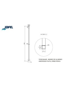 MANGO DE ALUMINIO ANONIZADO PLATA DOBLE ROSCA 155 CMTS TICM14AA40 2