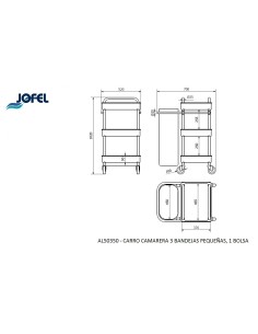Carro Camarera Metálico 3 Bandejas Pequeñas y 1 Bolsa AL50350 2
