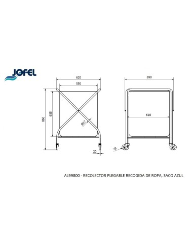 Carro Recolector Plegable Recogida de Ropa y 1 Saco AL99800