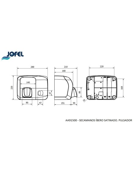 SECAMANOS ÍBERO SATINADO PULSADOR AA91500