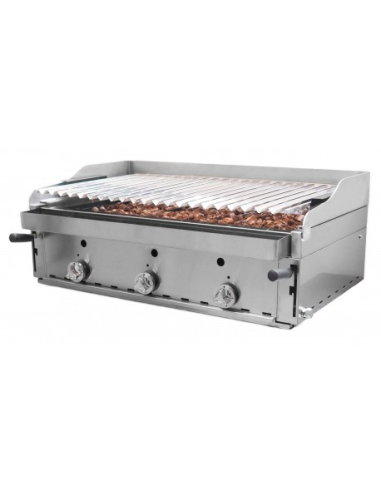 Barbacoa de 90 con parrilla elevable en acero inox y parrillas vascas pavonadas