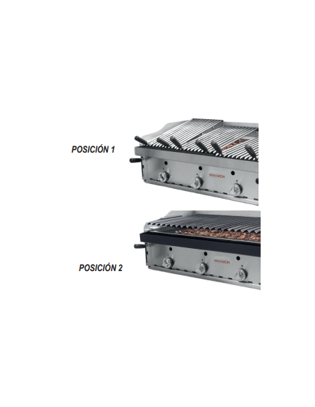 BARBACOA GAS PIEDRA VOLCÁNICA 1250X600X360 MM CON PARRILLAS ELEVABLES Y PARILLAS VASCAS PAVONADAS