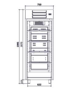 ARMARIO DE REFRIGERACIÓN INOX 476 LITROS 750x720(+45)x1995MM SERIE S0-60 2