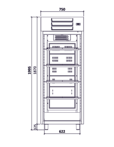 ARMARIO DE REFRIGERACIÓN INOX 476 LITROS 750x720(+45)x1995MM SERIE S0-60