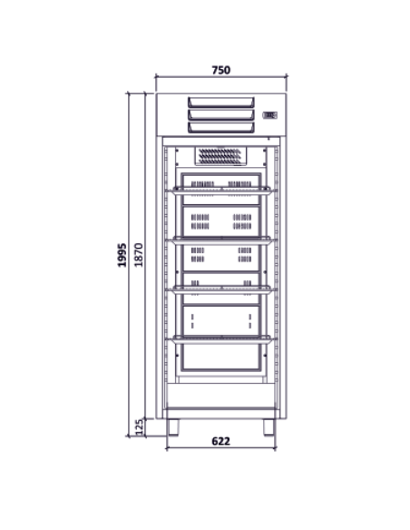 ARMARIO DE REFRIGERACIÓN INOX 476 LITROS 750x720(+45)x1995MM SERIE S0-60