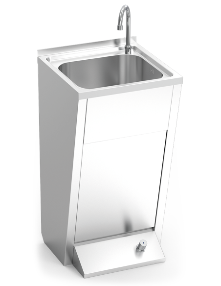 Lavamanos registrable con pedestal un pulsador agua fría y caliente