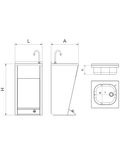 Lavamanos registrable con pedestal un pulsador agua fría y caliente 2