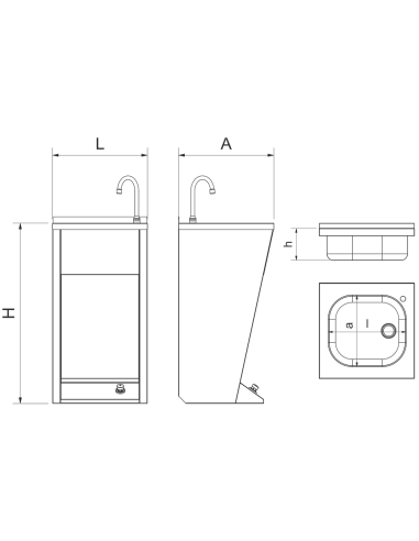 Lavamanos registrable con pedestal un pulsador agua fría y caliente