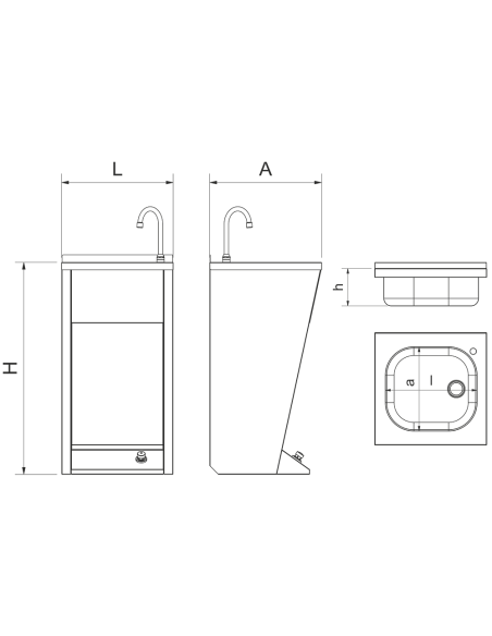 Lavamanos registrable con pedestal un pulsador agua fría y caliente