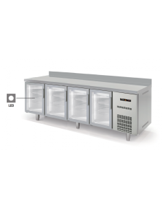 Bajo-mostrador Refrigerado GN 1/1 Speed 4 Puertas Cristal LED 2245x700x850 mm Docriluc 2