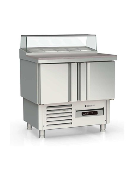 Mesa Fría para Ensaladas GN1/1 SALADETTE 2 Puertas - Cúpula Acristalada 925x700x890 mm