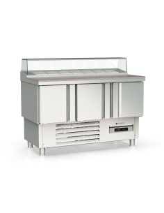 Mesa Fría para Ensaladas GN1/1 SALADETTE 3 Puertas - Cúpula Acristalada 1375x700x890 mm