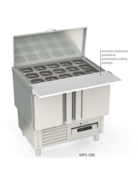 Mesa Fría para Ensaladas GN1/1 SALADETTE  Cubierta Abatible MFS-100