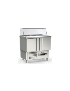 Mesa Fría para Ensaladas GN1/1 SALADETTE Encimera abierta 2 puertas Cúpula acristalada 925x700x890