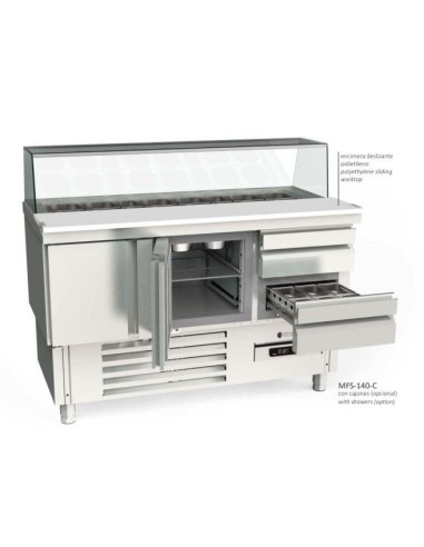 Mesa Fría para Ensaladas GN1/1 SALADETTE  Cubierta Abatible MFS-140-C