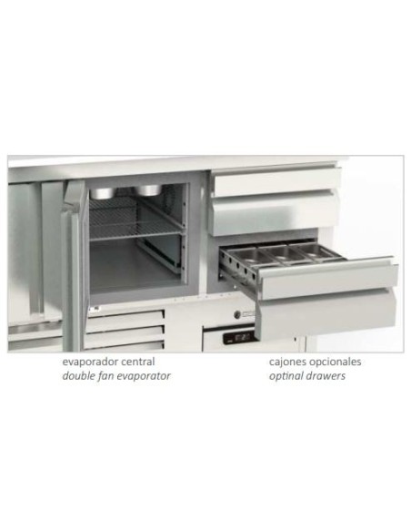 Mesa fría GN 1/1 Compacta Kebab 4 Puertas 1825x700x890