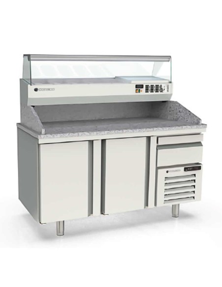 Mesa fría PIZZA cajón neutro 2 puertas  MR80-160 1565x800x850