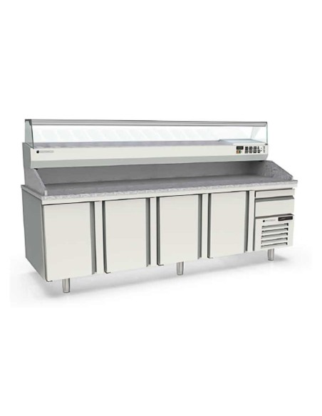 Mesa fría PIZZA cajón neutro 4 puertas 2615x800x850 MR80-265