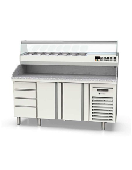 Mesa fría PIZZA cajónes neutros 2 puertas 1795x700x850