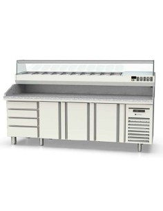 Mesa fría PIZZA cajónes neutros 3 puertas 2245x700x850