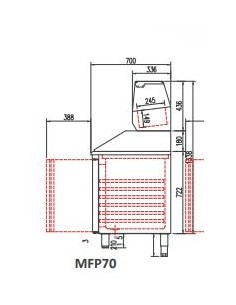 Mesa fría PIZZA cajónes neutros 3 puertas 2245x700x850 2