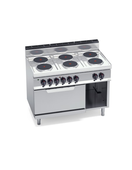 Cocina 6 fuegos+ horno eléctrico GN2/1 1200x714x900mm Macros700 Bertos