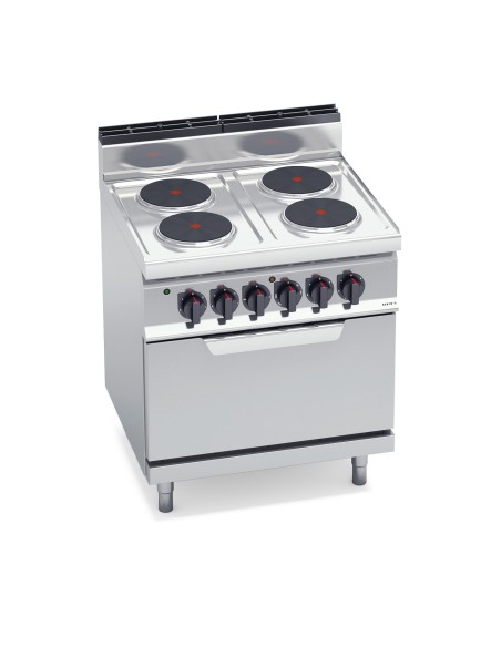 Cocina de 4 fuegos + horno eléctrico GN 2/1 800x700x900mm Macros 700