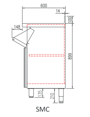 Mueble cafetero 1495x600x1040 2 estantes 2 cajón