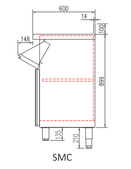 Mueble cafetero 1495x600x1040 2 estantes 2 cajón