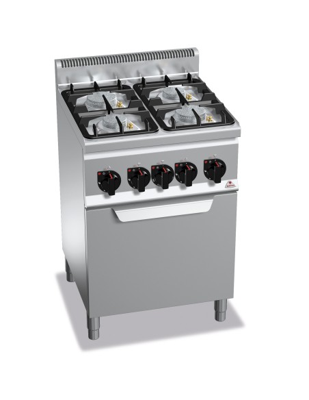 Cocina de 4 fuegos a gas + horno 600x600x900 mm Plus600 Bertos