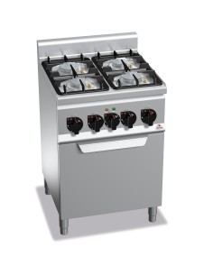 Cocina de 4 fuegos a gas+ horno eléctrico 600x600x900mm Plus600 Bertos