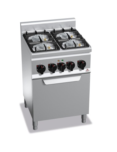 Cocina de 4 fuegos a gas+ horno eléctrico 600x600x900mm Plus600 Bertos