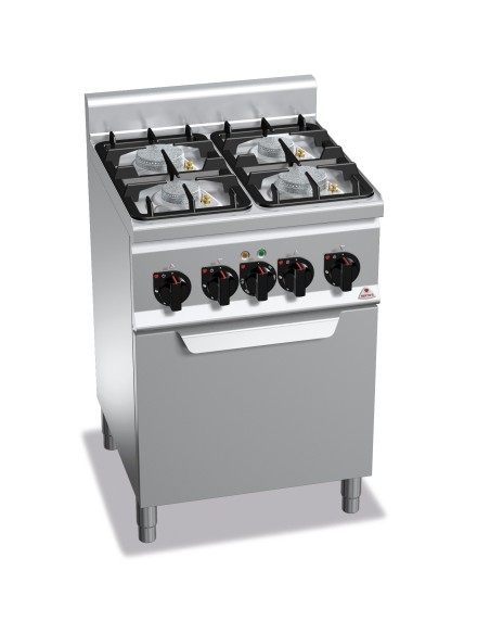 Cocina de 4 fuegos a gas+ horno eléctrico 600x600x900mm Plus600 Bertos