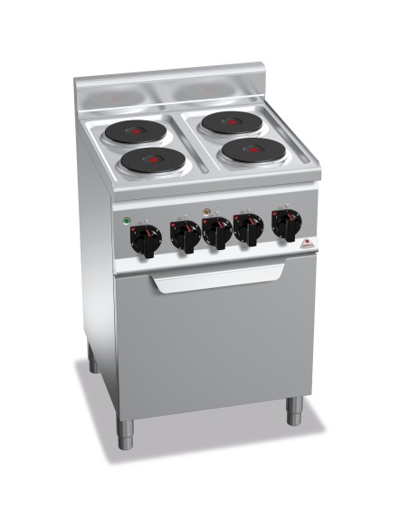 Cocina de 4 fuegos eléctrica + horno 600x600x900 mm Plus600  Bertos