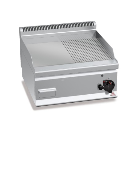 Plancha Fry-top Acero Rectificado Mixta, Gas de 600x600x290mm Plus600