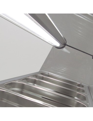 Expositor ingredientes 1/3 GN 11 Cubetas Cúpula de cristal 2545x396