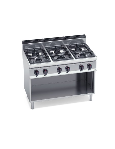Cocina 6 fuegos a gas con mueble Maxi Power 1200x700x900mm Macros700