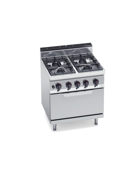 Cocina 4 fuegos gas+horno GN2/1.Quemador horno 800x700x900mm Macros700
