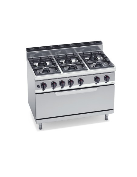 Cocina de 6 fuegos a gas + horno.Quemador de 1200x700x900 mm Macros700