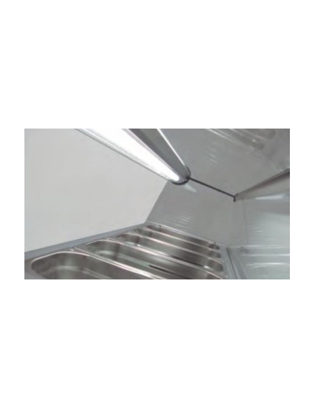 Expositor ingredientes 1/4 GN 9 Cubetas Cubierta inox abatible2020x336