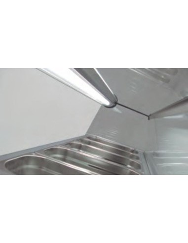 Expositor ingredientes1/4 GN 12 Cubetas Cubierta inox abatible2545x336